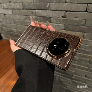 榮耀（HONOR）【原裝品質】適用magicv3手機殼新款可折疊屏Magicvs3至臻版頭層 手機殼皮套_【電鍍金邊】真皮鱷魚紋_棕色_早 Magic_V3