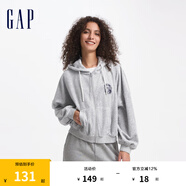 Gap女裝天鵝絨大G刺繡logo連帽衛衣休閑外套637173 淺灰 170/88A(L) 亞洲尺碼
