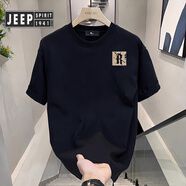 JEEP SPIRIT吉普2025夏新款短袖t恤男潮牌潮流男裝衣服寬松休閑印花體恤半袖 V1034黑色 M