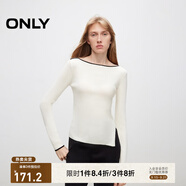 ONLY秋冬時(shí)尚撞色一字領(lǐng)開叉修身毛衣針織衫女|124324013 A06 太古白色 L (170) 88A