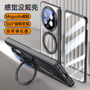喜喬新款適用OPPO findn5磁吸電鍍保護(hù)套N5手機(jī)殼360度旋轉(zhuǎn)金屬支架 高清黑色 FIND N5