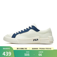 FILA FUSION斐樂男鞋POP帆布鞋潮牌男子潮流板鞋街拍運動休閑鞋男 奶白/徽章藍-GB 40