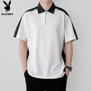 花花公子（PLAYBOY）短袖T恤男2025夏季冰絲男士立領(lǐng)休閑POLO衫高端上衣服