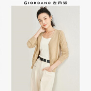 佐丹奴針織開衫女小外套 純棉V領(lǐng)小衫女 外搭純色女外衣05350649