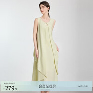 亦谷荷葉邊含亞麻連衣裙女裝2025夏季新款漂亮的高級(jí)感氣質(zhì)裙子 淺綠 L