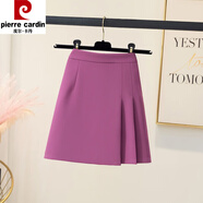 皮爾卡丹夏季新款a字辣妹短裙子小眾百褶半身裙女垂感西裝高腰設計感 純色半折裙    玫紅色 L