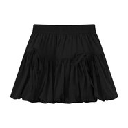 冉藝嵐同款白色花苞半裙蓬蓬裙短裙女夏季新款今年流行半身裙灰色泡泡裙 黑色【版】 S