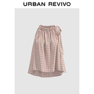 UR2025秋季新款女裝甜美蝴蝶結撞色格紋罩衫襯衫UYY250082