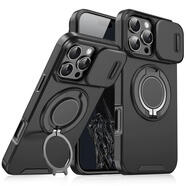 芙號滑蓋鏡頭適用蘋果16promax手機(jī)殼支架一體iPhone15plus攝像頭 黑色滑蓋鏡頭推窗 360°旋轉(zhuǎn)支架+車載磁吸 iPhone 16 Pro Max