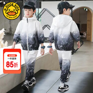 G.DUCKKIDS童裝男童秋裝套裝兒童服裝春秋季運(yùn)動(dòng)套裝中大童風(fēng)衣外套男孩衣服 黑灰色 150 尺碼11~12歲【140-150cm】
