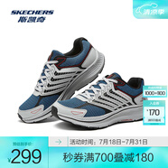 斯凱奇（Skechers）暮光鞋丨2025新品運(yùn)動(dòng)跑鞋男女款高回彈輕質(zhì)吸震綁帶休閑鞋 男款-灰色/藍(lán)色/GYBL 40