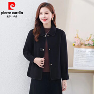 皮爾卡丹（pierre cardin）雙面羊.絨短外套女顯淑女氣質(zhì)雙面羊.毛呢外套春秋新品上衣女 黑色 L 95-110斤
