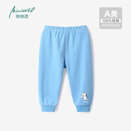 棉棉柔寶寶褲子春秋季嬰兒秋褲兒童打底褲純棉a類(lèi)薄款男童睡褲女童秋裝 紳士藍 【春秋款】 90