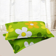 賽樂(lè )透印花夾棉加厚純棉全棉夾棉加厚保暖拉鏈枕罩枕套斜紋印花單人枕 綠色綠野世紀