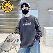 G.DUCKKIDS兒童裝男童秋裝長袖T恤2024新款春秋款純棉上衣內(nèi)搭體恤打底衫潮 灰色 170cm
