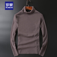 羅蒙（ROMON）秋冬季新款高領(lǐng)打底衫男女純棉長(cháng)袖體恤修身純色加厚內搭小衫 灰色 XL 135-150斤