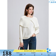 三彩2025春季新款不規(guī)則翻領(lǐng)針織衫寬松套頭毛衣火龍果色M 云朵白 M