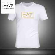 EMPORIO ARMANI EA7阿瑪尼夏季短袖t恤男印花純棉大碼寬松半袖EA7男士青年體恤 AM1990短袖白色 XL 【140-160】斤