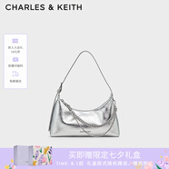 CHARLES&KEITH柔軟拉鏈?zhǔn)今薨檰渭绨赶掳可掌呦ΧY物CK2-40782472 Silver銀色 S