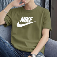 耐克（NIKE）綠色短袖男子純棉運(yùn)動(dòng)T恤夏季新款上衣薄體恤寬松五分袖 綠色AR5005-222 正品 寬松透氣 S 100-120斤