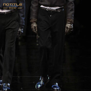 無(wú)印紀（NOTITLE）男士哈倫褲休閑褲商務(wù)長(cháng)褲灰色歐美2025冬季修身直筒褲大碼毛呢褲 黑色  NK611 XL