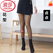 浪莎（LangSha）秋冬季加絨加厚網(wǎng)襪高腰網(wǎng)格假透肉打底褲大碼保暖褲襪女外穿簡(jiǎn)單 點(diǎn)點(diǎn) 均碼 4