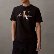 CALVIN KLEIN JEANS新款CK短袖T恤男裝夏季韓版修身印花免燙體恤高端透氣boy半袖 黑色1(收藏后拍下優(yōu)先發(fā)貨) S 建議100~115斤左右