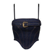 VERSACE JEANS吊帶牛仔連體衣女修身顯瘦性感設計舒適透氣易于穿搭超細肩帶 黑色 均碼 |IT-44