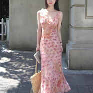 桂岐甜美粉色碎花吊帶連衣裙女夏季2025新款法式高級感小個(gè)子度假長(cháng)裙 粉色 S (建議100斤以?xún)龋?
                                         title=