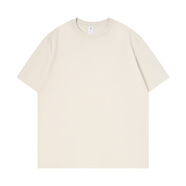 MUJI COM無印良品同款同款230g重磅純棉短袖T恤男夏季純色體恤白色寬松圓 230g-珍珠白 S (80-100斤)