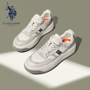 美國馬球協(xié)會（U.S.POLO ASSN.）休閑男鞋板鞋男2025夏季新款厚底增高小白鞋男百搭輕奢休閑鞋子男 白色 【軟彈厚底+防滑增高】 44 (270mm) -