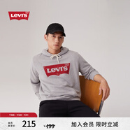 Levi's【特價(jià)來(lái)襲】李維斯情侶同款經(jīng)典寬松休閑logo套頭連帽衛(wèi)衣 灰色 19622-0008 M