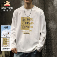 大嘴猴（paul frank）長(cháng)袖t恤男士春秋季純棉內搭上衣服圓領(lǐng)外套男裝打底衫 白色 XL