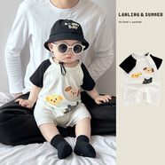 YUETA夏裝嬰兒衣服寶寶薄款連體衣夏天小月齡洋氣外出爬服可愛卡通哈衣 玩偶爬服 66cm