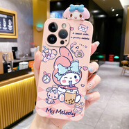 三麗鷗（SANRIO）同款適用于手機殼少女新款iPhone16卡通奶茶庫洛米16plus可愛美樂蒂16pro全包防摔斜挎式 粉-奶茶菱格美樂蒂+趴趴 iPhone SE4
