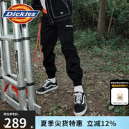 dickies休閑褲 男女同款新復古回潮印花多口袋束口工裝褲百搭8 黑色 30