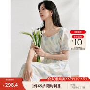 茵曼（INMAN）法式碎花高級(jí)感2025夏女新款休閑中長(zhǎng)吊帶連衣裙子 月藍(lán)連衣裙-18424791 S