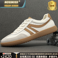 NOSSKISS國際奢侈品牌男鞋2025春夏新款真皮透氣休閑鞋男軟底德訓(xùn)小白鞋子 白黃色 頭層牛皮 38 =皮鞋38碼  運(yùn)動(dòng)鞋39碼