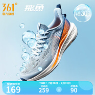 361度運(yùn)動(dòng)鞋男鞋飛魚夏季網(wǎng)面透氣撞色漸變跑步鞋緩震耐磨體測鞋 藍(lán)霧灰/螢光強(qiáng)烈橙 42