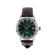 精工（SEIKO）領(lǐng)航系列雞尾酒機械表復古綠能量顯示 自動(dòng)機械機芯 真皮表帶 日 綠色表盤(pán)