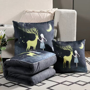 阿芙豆冬季加厚加絨抱枕被子兩用珊瑚絨汽車(chē)午休被空調被辦公室靠SN5928 唯美-加絨加厚 40cm*40cm展開(kāi)100*150cm