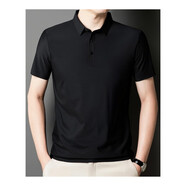 老爺車(chē)（LAOYECHE）【冰.透氣無(wú)痕】輕奢男士短袖POLO衫2025夏季新款商務(wù)休閑T恤 曜石黑 M 體重90-115斤