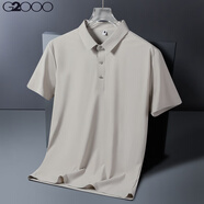 G2000爸爸短袖T恤冰絲中老年人爺爺夏裝中年男裝polo衫上衣服夏季薄款 1199款米杏 M 適合95-110斤