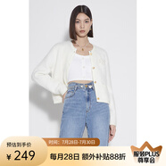 歐時力（ochirly）歐時力兔毛混紡針織外套女毛衣章仔軟糯秋冬季通勤簡約 米白010 M