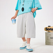 寶貝亨亨;BABY HH男大童夏季韓系休閑直筒七分牛仔褲2025新款兒童 淡藍色 120 cm