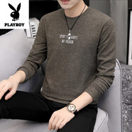 花花公子（PLAYBOY）2025秋冬新款毛衣男薄款針織小衫青少年T恤衛(wèi)衣線學(xué)生潮加絨保暖 【春秋】M23咖啡 2XL 建議穿136-150斤
