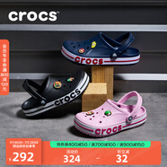crocs卡駱馳洞洞鞋貝雅卡駱班輕便耐磨一腳蹬休閑鞋|205089 黑色/白色-066 41 /42(260mm)