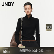 JNBY/江南布衣秋季半高領(lǐng)巴素蘭羊毛針織衫修身柔軟毛衣5O9310330 001/本黑 L