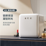 哈士奇化妝品小冰箱復(fù)古mini美妝護(hù)膚面膜小型專業(yè)冷藏冰箱BC-46COC 象牙白