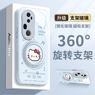 格語(yǔ)【旋轉支架】適用vivoS20Pro手機殼新款S20卡通玻璃凱蒂貓高級感防摔HelloKitty超薄散熱外殼女款 【凱蒂貓藍-新升級】360支架 vivoS20